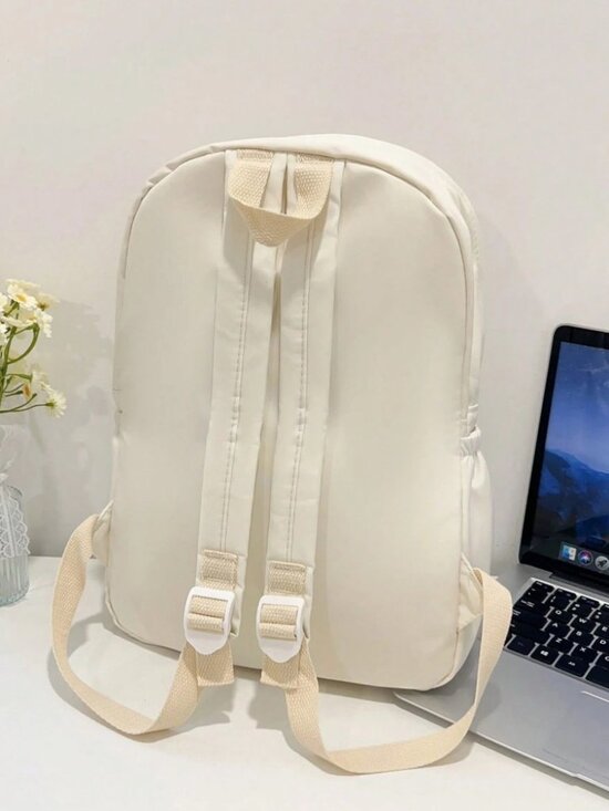 Cream Fashion Backpack with Front Zip Pocket main image 6
